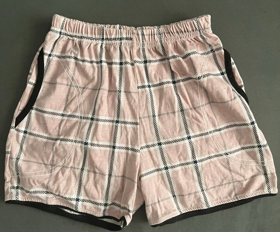 Pembe Ekose Kadın Kısa Kollu Mini Pijama Takımı - Görsel 4