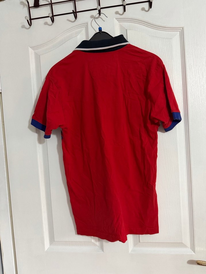 Düğmeli Kısa Kollu Kırmızı Polo Tişört - Görsel 4