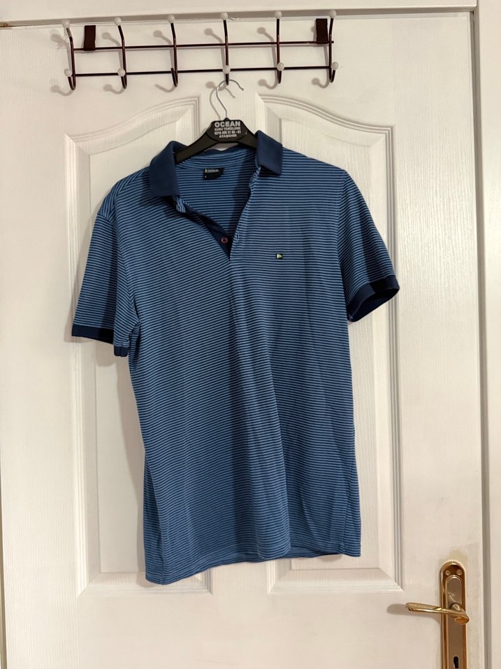 Düğmeli Mavi Erkek Polo Tişört - Görsel 2