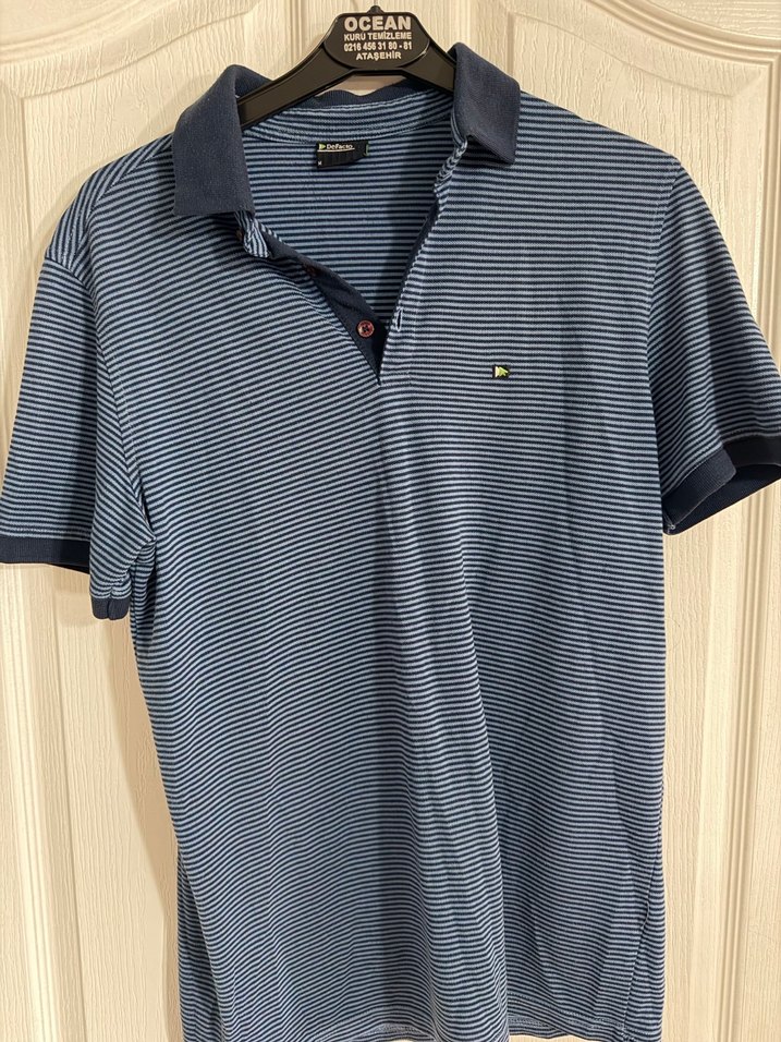 Düğmeli Mavi Erkek Polo Tişört - Görsel 3