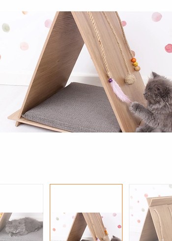 Ahşap Kedi tırmalama ve oyun evi - Görsel 3