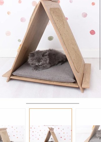 Ahşap Kedi tırmalama ve oyun evi - Görsel 2
