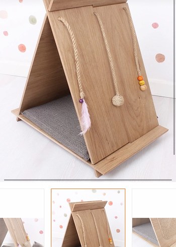 Ahşap Kedi tırmalama ve oyun evi - Görsel 4