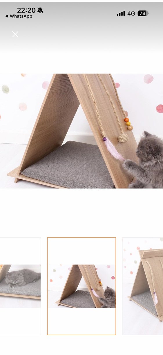 Ahşap Kedi tırmalama ve oyun evi - Görsel 3