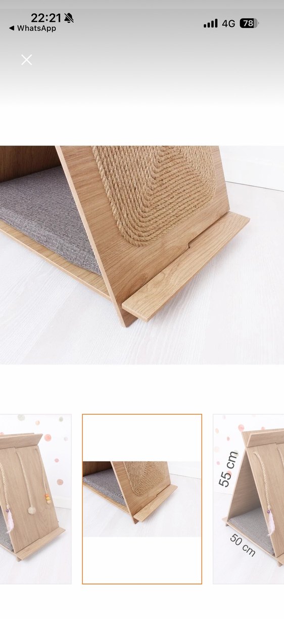 Ahşap Kedi tırmalama ve oyun evi - Görsel 5