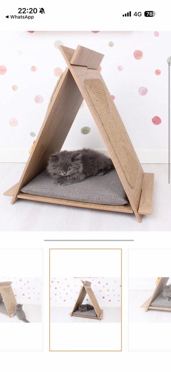 Ahşap Kedi tırmalama ve oyun evi - Görsel 2