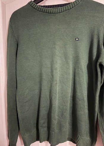 Erkek Koyu Yeşil Triko Bisiklet Yaka Kazak - Görsel 2