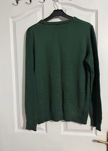 Erkek Koyu Yeşil Triko Bisiklet Yaka Kazak - Görsel 3