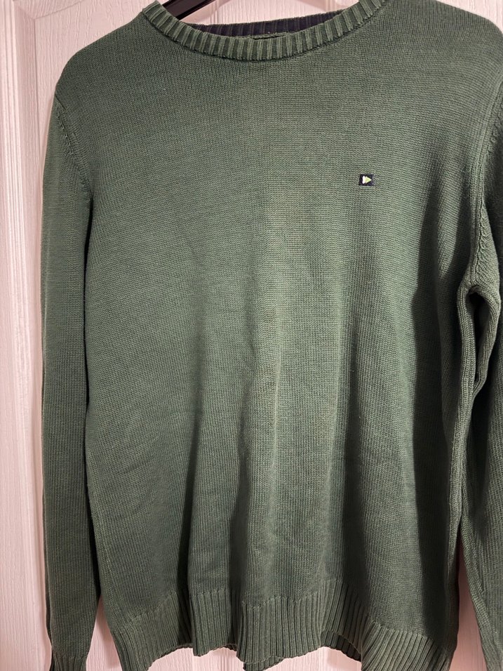 Erkek Koyu Yeşil Triko Bisiklet Yaka Kazak - Görsel 2