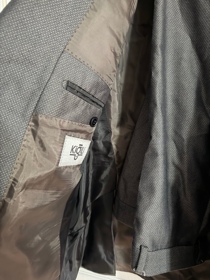 Düğmeli Gri Erkek Takım Elbise Ceket - Görsel 2