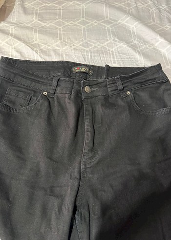 Kadın Siyah Midi Boy Bol Kesim Kot Pantolon - Görsel 2