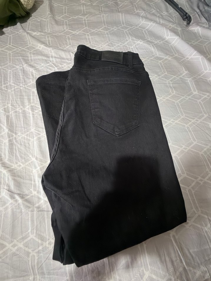 Kadın Siyah Midi Boy Bol Kesim Kot Pantolon - Görsel 5