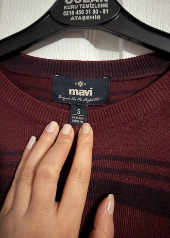 Bordo Çizgili Örgü Yün Erkek Kazak - Görsel 3