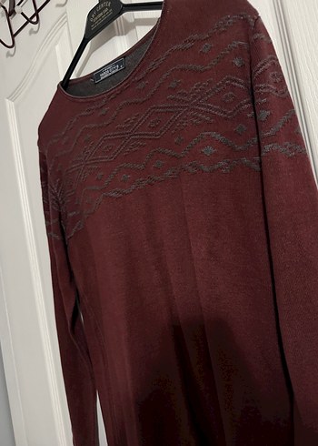 Bordo Erkek Triko Kazak Uzun Kollu - Görsel 2