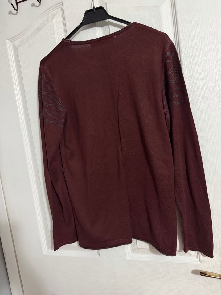 Bordo Erkek Triko Kazak Uzun Kollu - Görsel 5