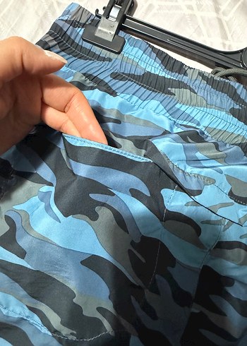 Erkek Mavi Kamuflaj Bol Kesim Kargo Pantolon - Görsel 5