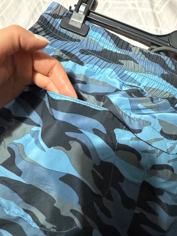 Erkek Mavi Kamuflaj Bol Kesim Kargo Pantolon - Görsel 5