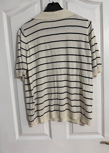 Çizgili Pamuklu Kısa Kollu Kadın Gömlek - Görsel 5