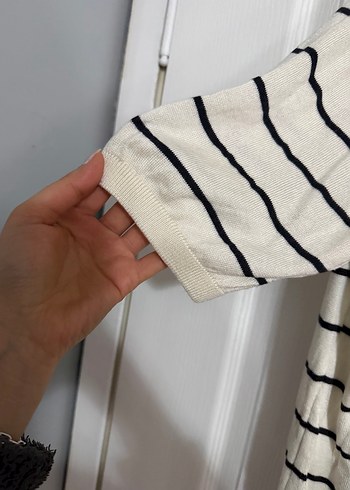 Çizgili Pamuklu Kısa Kollu Kadın Gömlek - Görsel 3