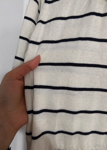 Çizgili Pamuklu Kısa Kollu Kadın Gömlek - Görsel 2