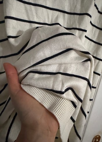 Çizgili Pamuklu Kısa Kollu Kadın Gömlek - Görsel 6