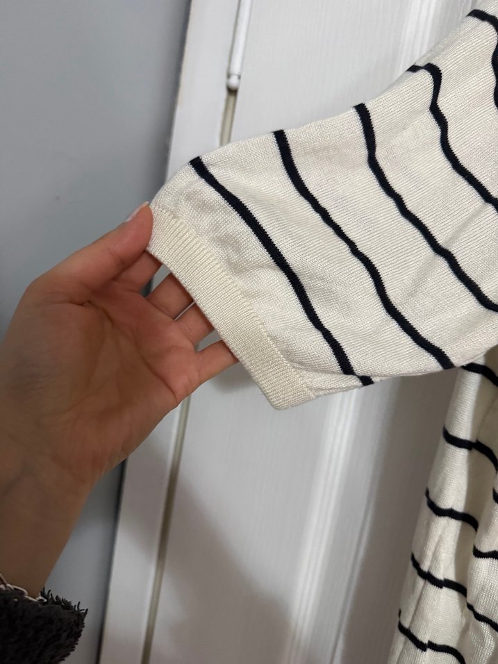 Çizgili Pamuklu Kısa Kollu Kadın Gömlek - Görsel 3