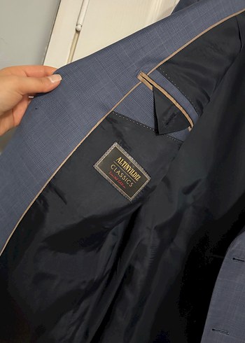 Erkek Lacivert Düğmeli Klasik Takım Elbise - Görsel 4