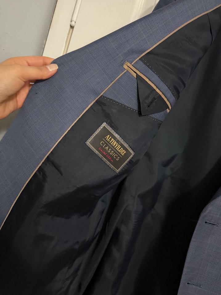 Erkek Lacivert Düğmeli Klasik Takım Elbise - Görsel 4