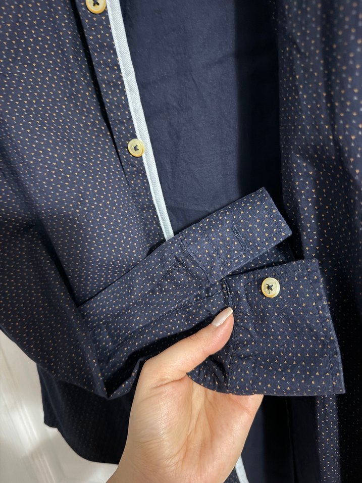 Lacivert Düğmeli Erkek Gömlek - Görsel 4