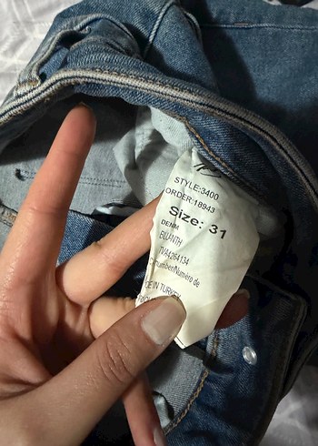 H&M Mavi Kemerli Denim Jean - Görsel 6