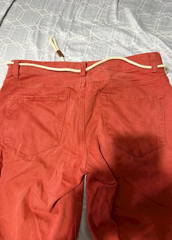 Kremit rengi Rahat Kesim Midi Şort - Görsel 4