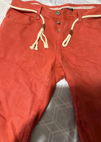 Kremit rengi Rahat Kesim Midi Şort - Görsel 2