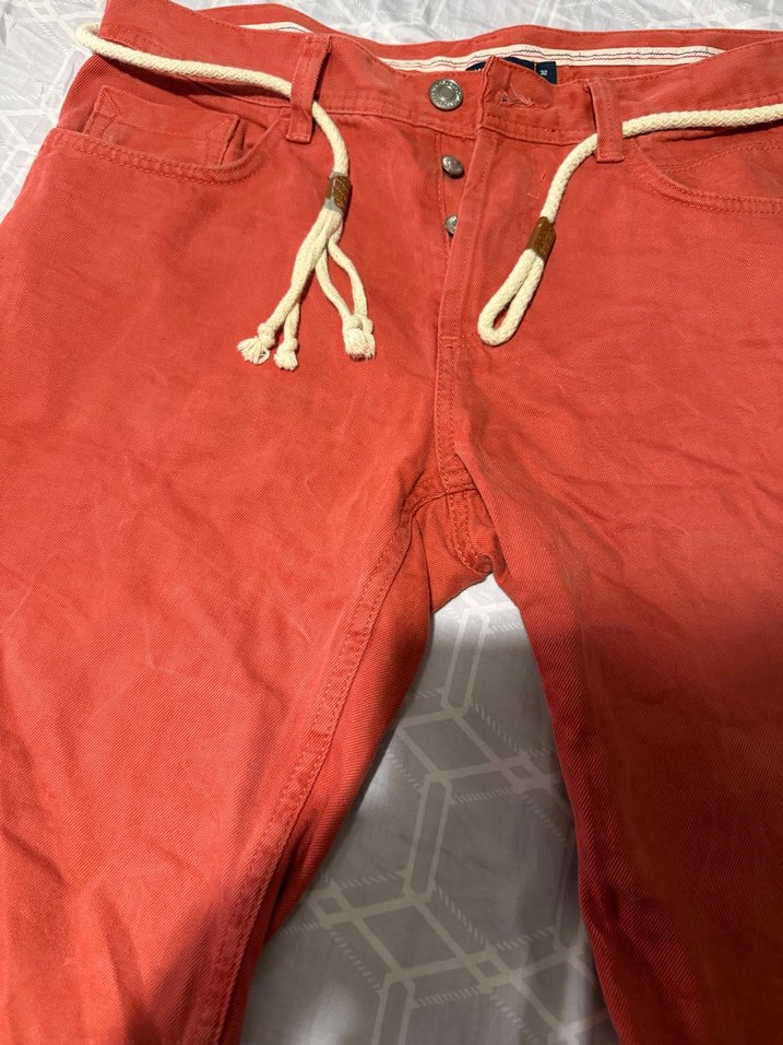 Kremit rengi Rahat Kesim Midi Şort - Görsel 2