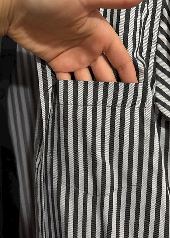 Erkek Gri Çizgili Uzun Kollu Gömlek - Görsel 5