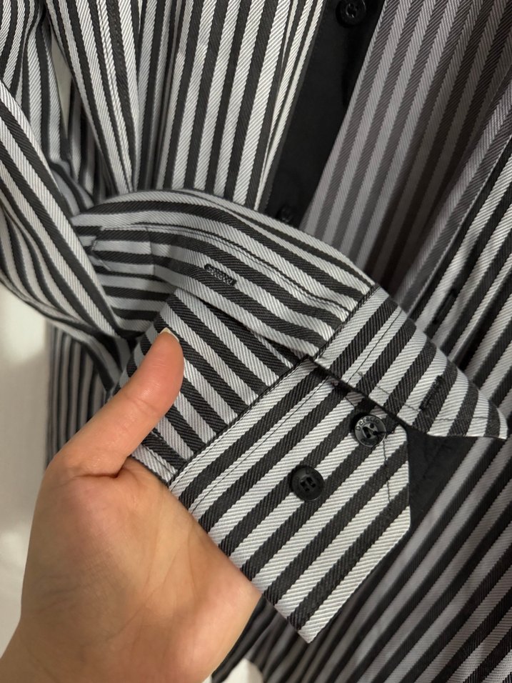 Erkek Gri Çizgili Uzun Kollu Gömlek - Görsel 4