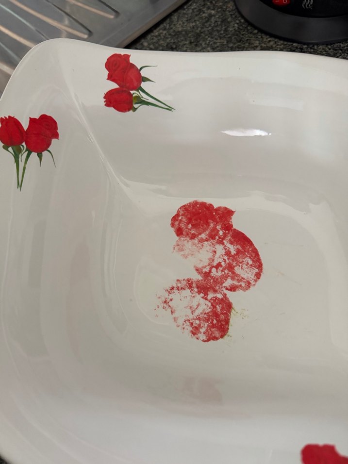 Kırmızı Çiçek Desenli Beyaz Porselen meyve kasesi - Görsel 4