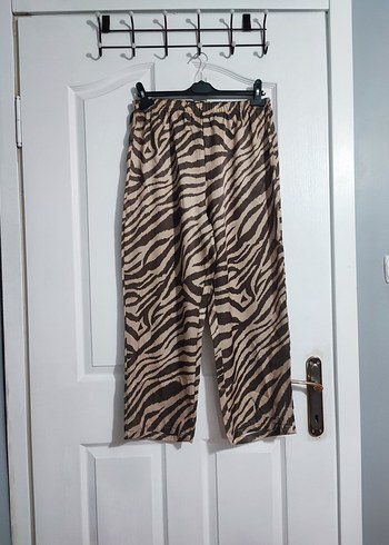 Bohem Zebra Desenli Midi Kadın Pantolon