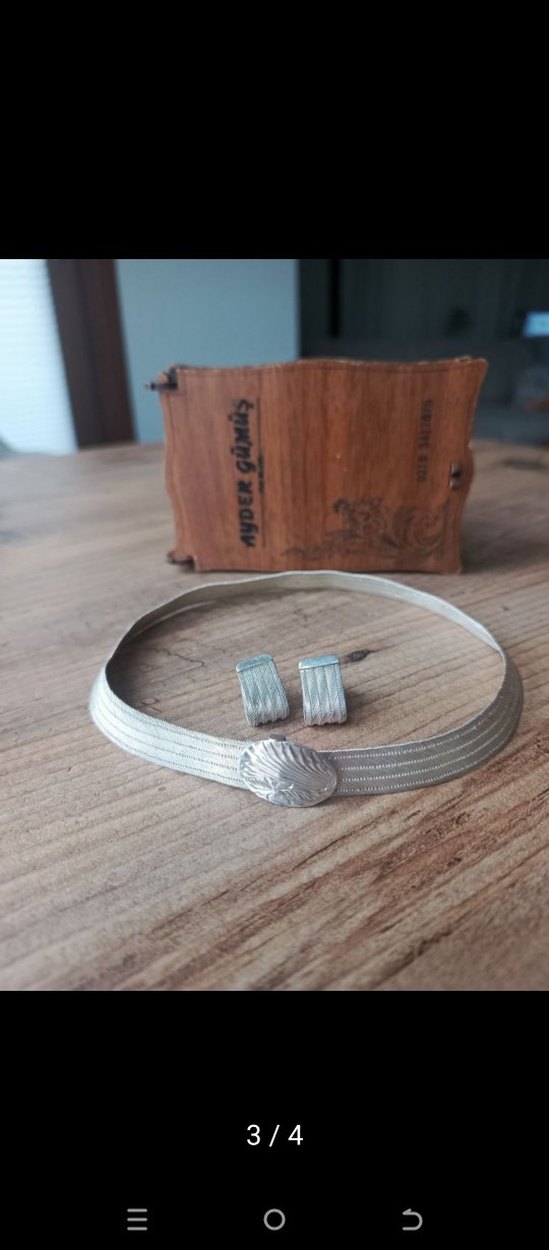 Trabzon hasırı gümüş kolye küpe set - Görsel 3