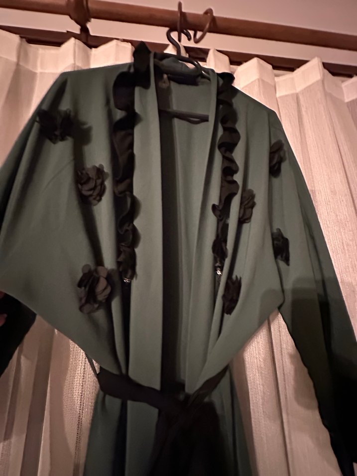 Uzun Yeşil Bohem Nakışlı Kadın Sabahlık - Görsel 2