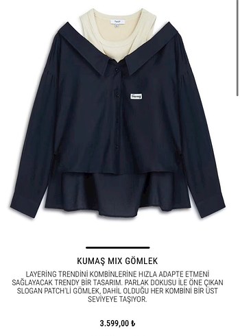 Lacivert Mini Kumaş Mix Gömlek