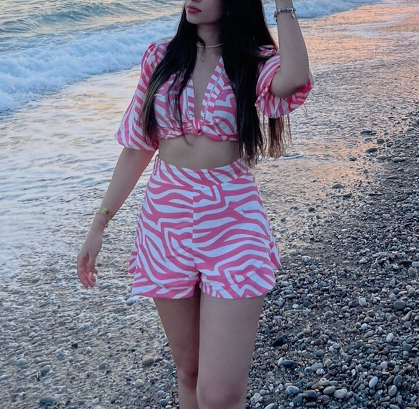 Pembe Zebra Desenli İki Parçalı Yazlık Takım — görsel 2/4