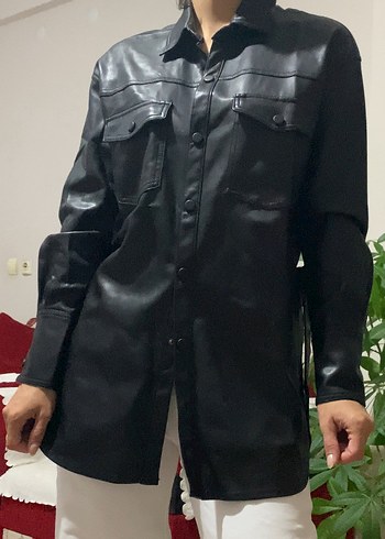 xs Beden siyah Renk Kemerli Siyah Deri Kadın Ceket