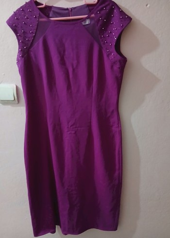 Mor Parlak Midi Drapeli abiye - Görsel 5