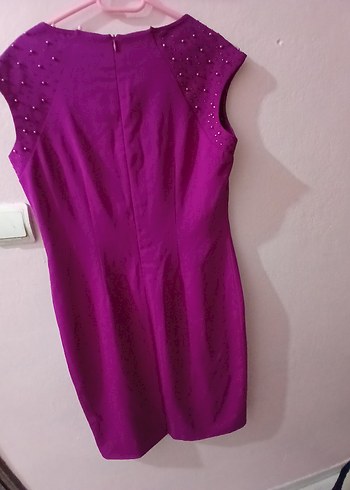 Mor Parlak Midi Drapeli abiye - Görsel 4