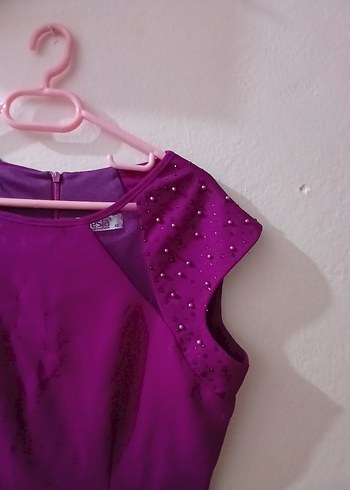 Mor Parlak Midi Drapeli abiye - Görsel 2