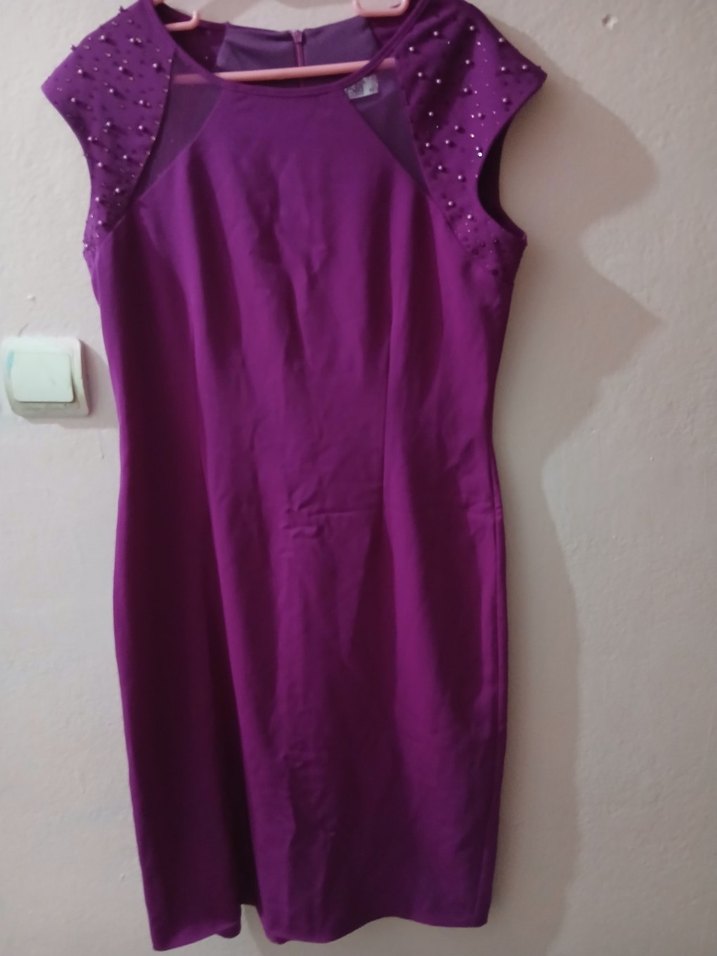 Mor Parlak Midi Drapeli abiye - Görsel 5