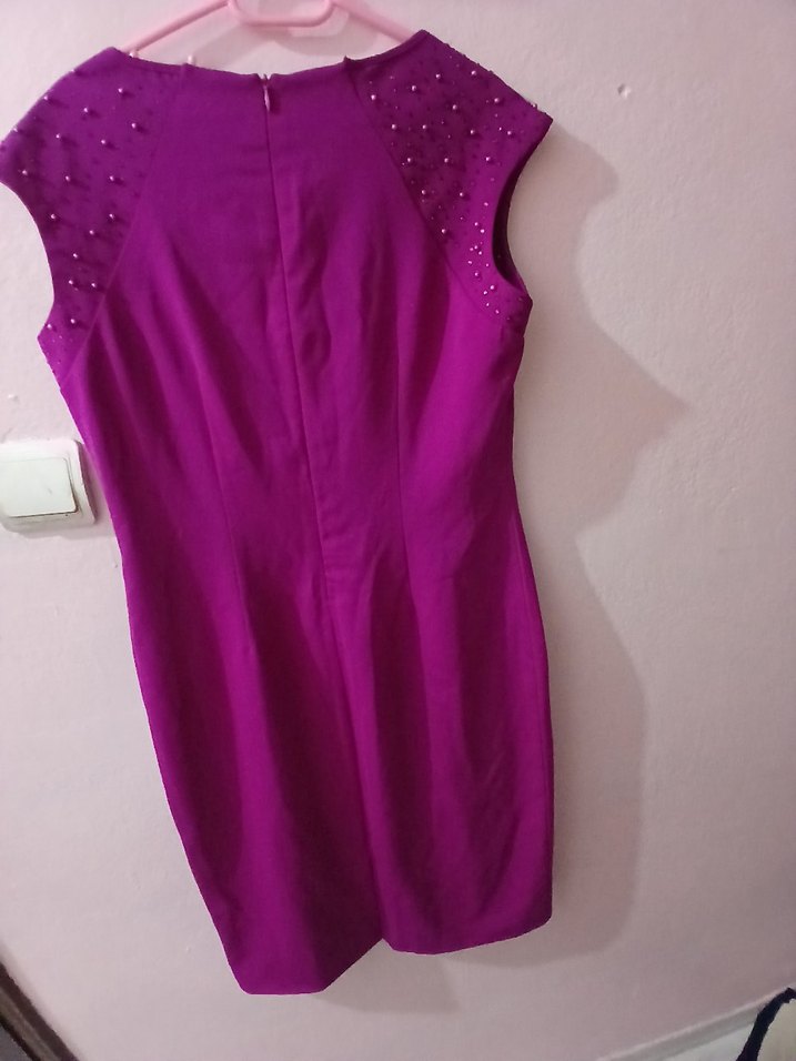 Mor Parlak Midi Drapeli abiye - Görsel 4