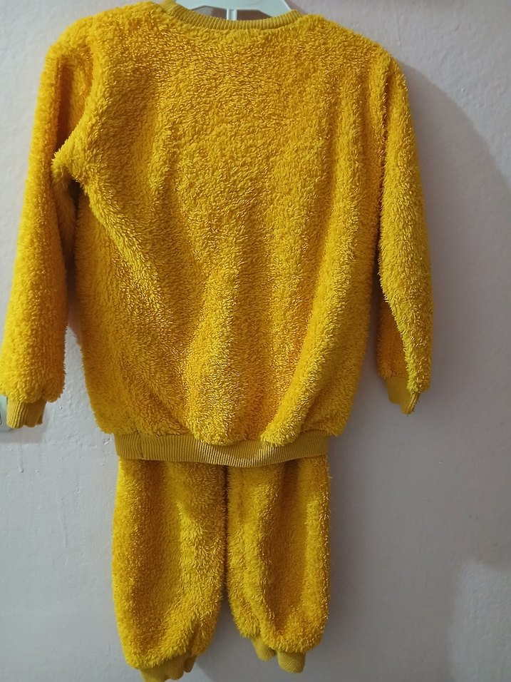 Sarı Nakışlı Çocuk Polar Pijama Takımı - Görsel 2