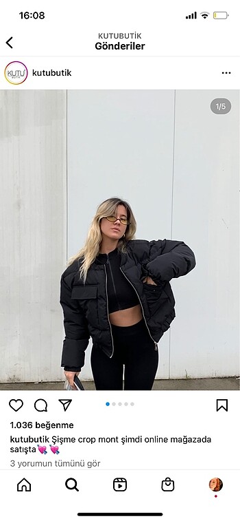 Crop şişme mont