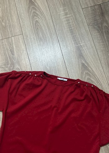 Bordo Kısa Kollu Salaş Hamile Elbisesi - Görsel 3